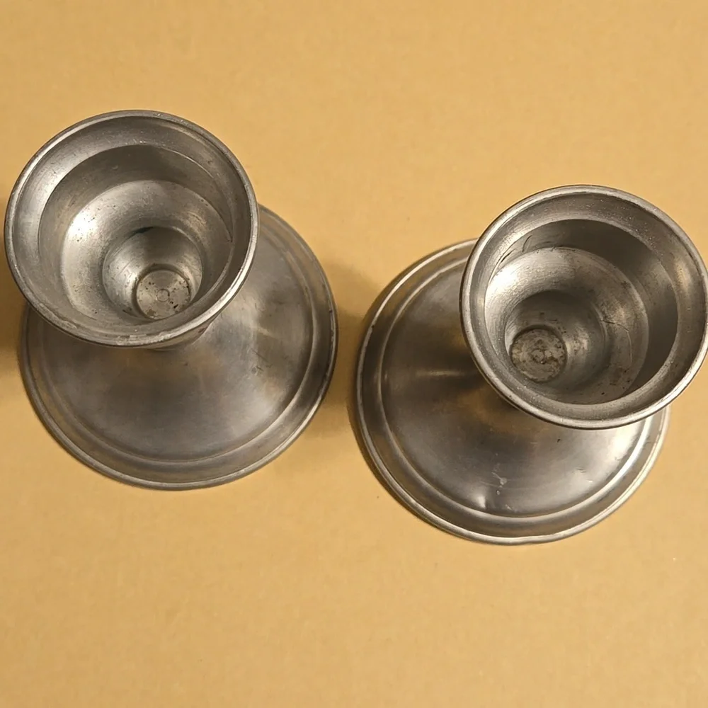 Web Weighted Pewter Candle Holders Pair